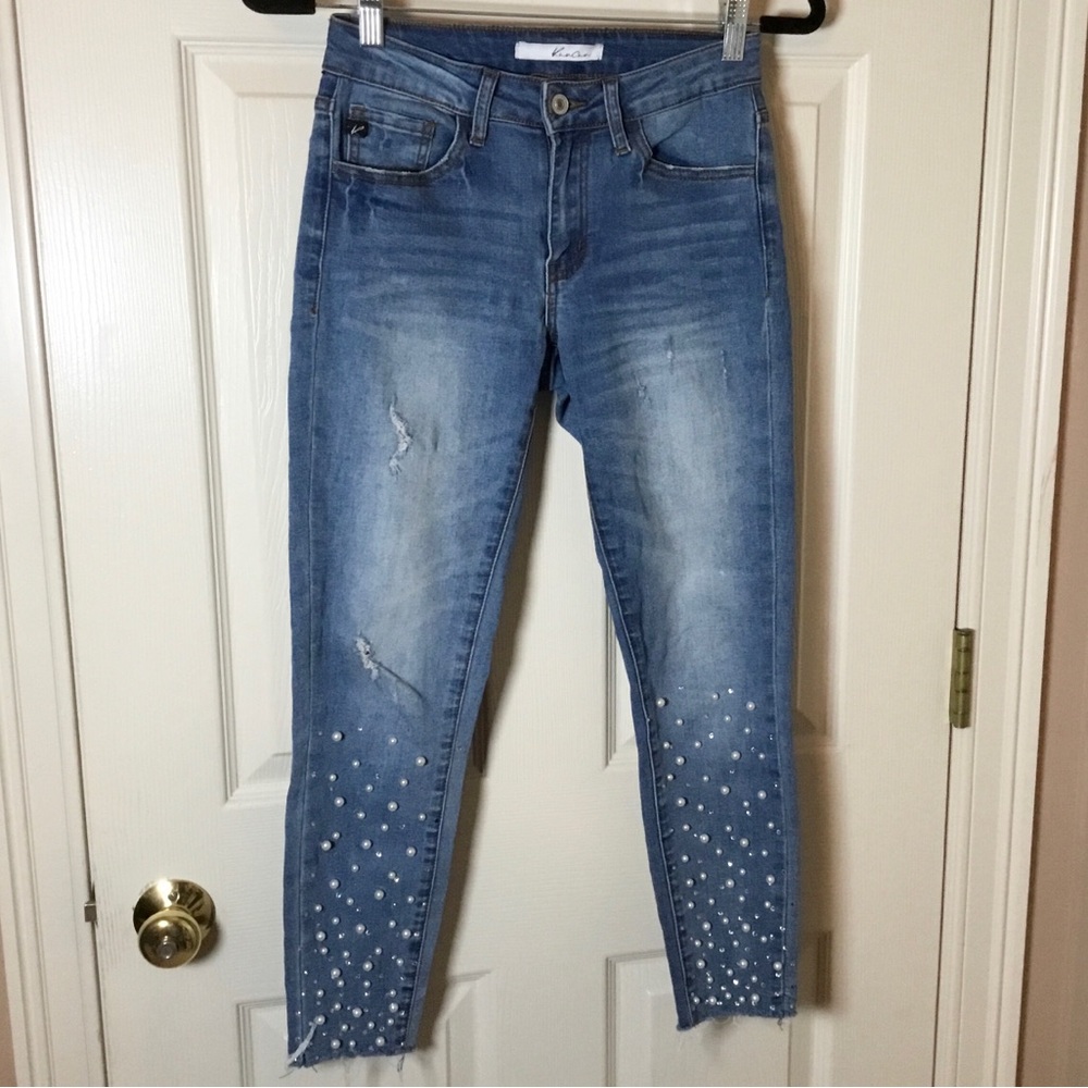 KanCan Skinny Jeans with Pearl & Rhinestones - Size 0/23